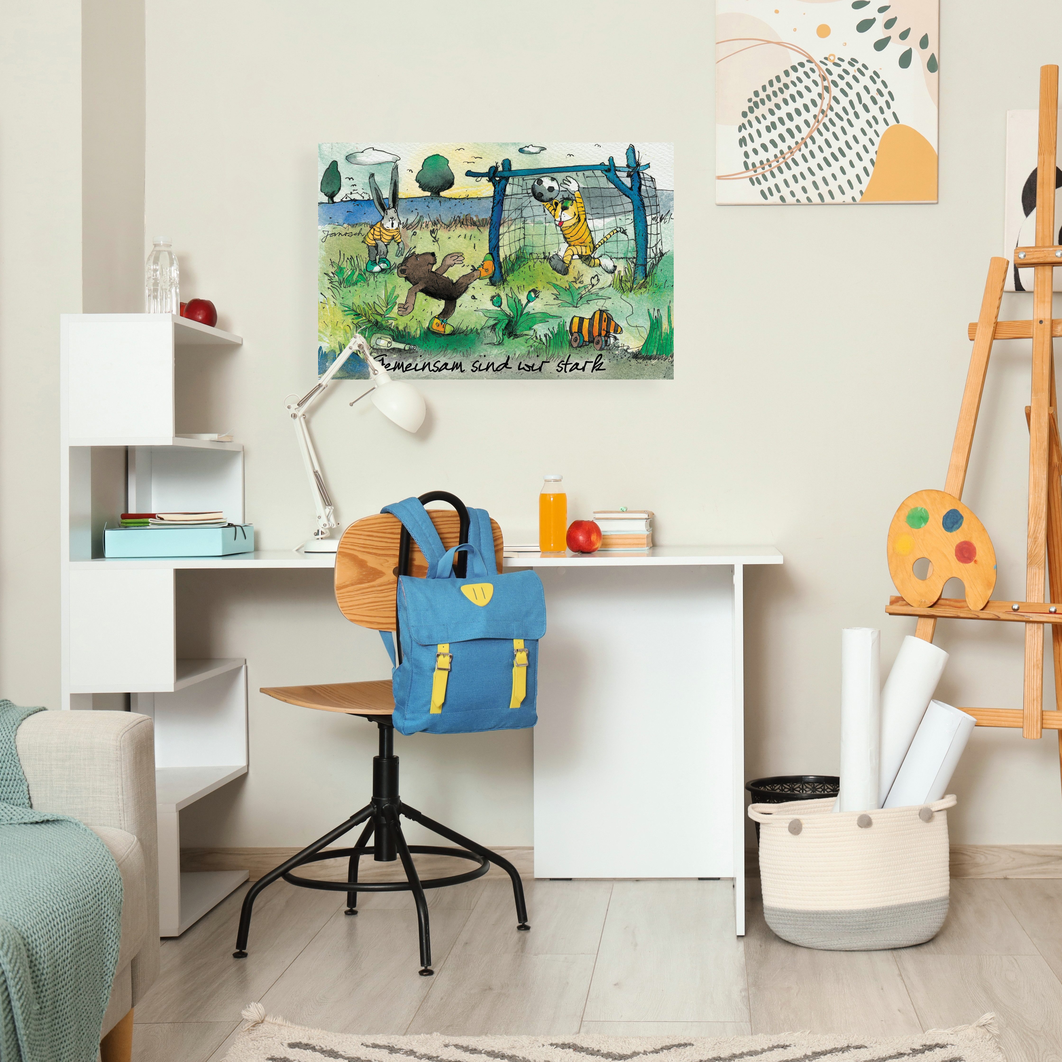 LuckyLinde Leinwandbild Gemeinsam sind wir strark - Janosch, Bär, Ente, Enten, Figuren, Filmfiguren, Motivationsbilder, Schriftzug, Sport, Sprüche, Tiere, Tiger, little star (1 St), Exklusive JANOSCH Kindermotive