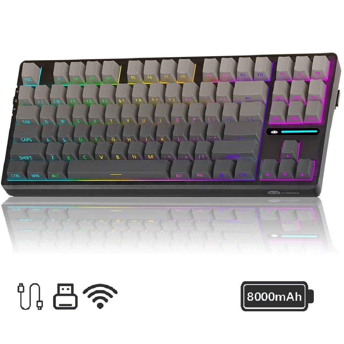 Gaming Tastatur Kabellose Mechanische Keyboard RGB Rainbow Tri-Modus Gaming-Tastatur