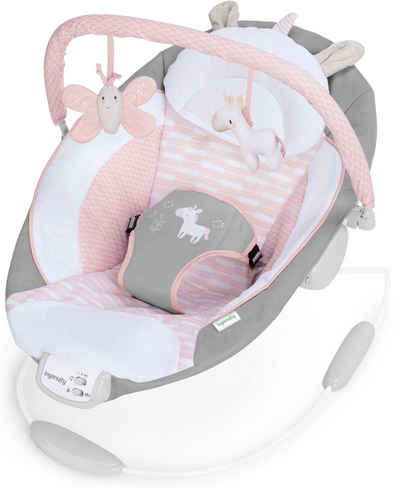 ingenuity Babywippe Soothing Bouncer, Flora the Unicorn, mit Vibration und Melodien