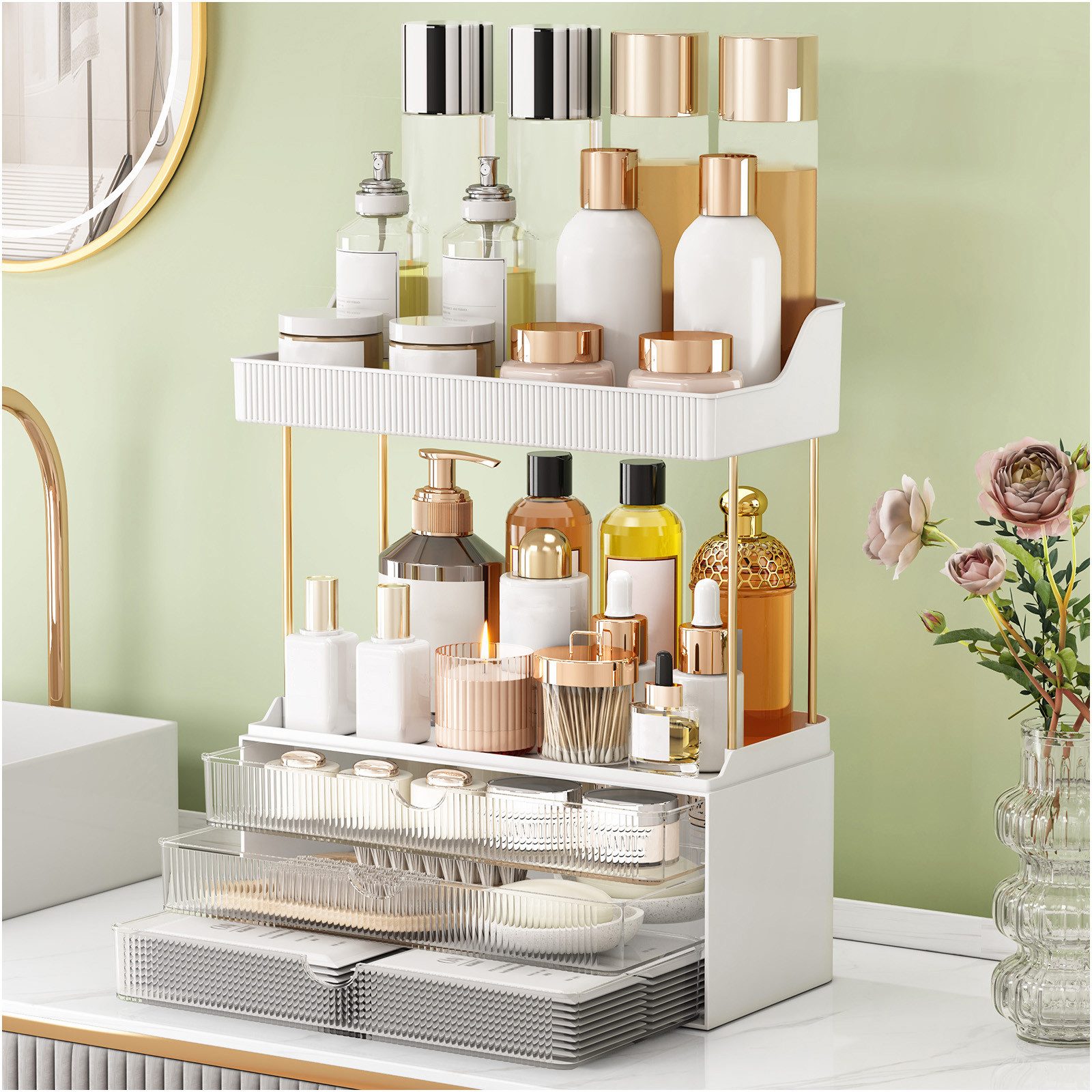 POPOLIC Make-Up Organizer Mehrschichtiges Kosmetik-Aufbewahrungsregal günstig online kaufen