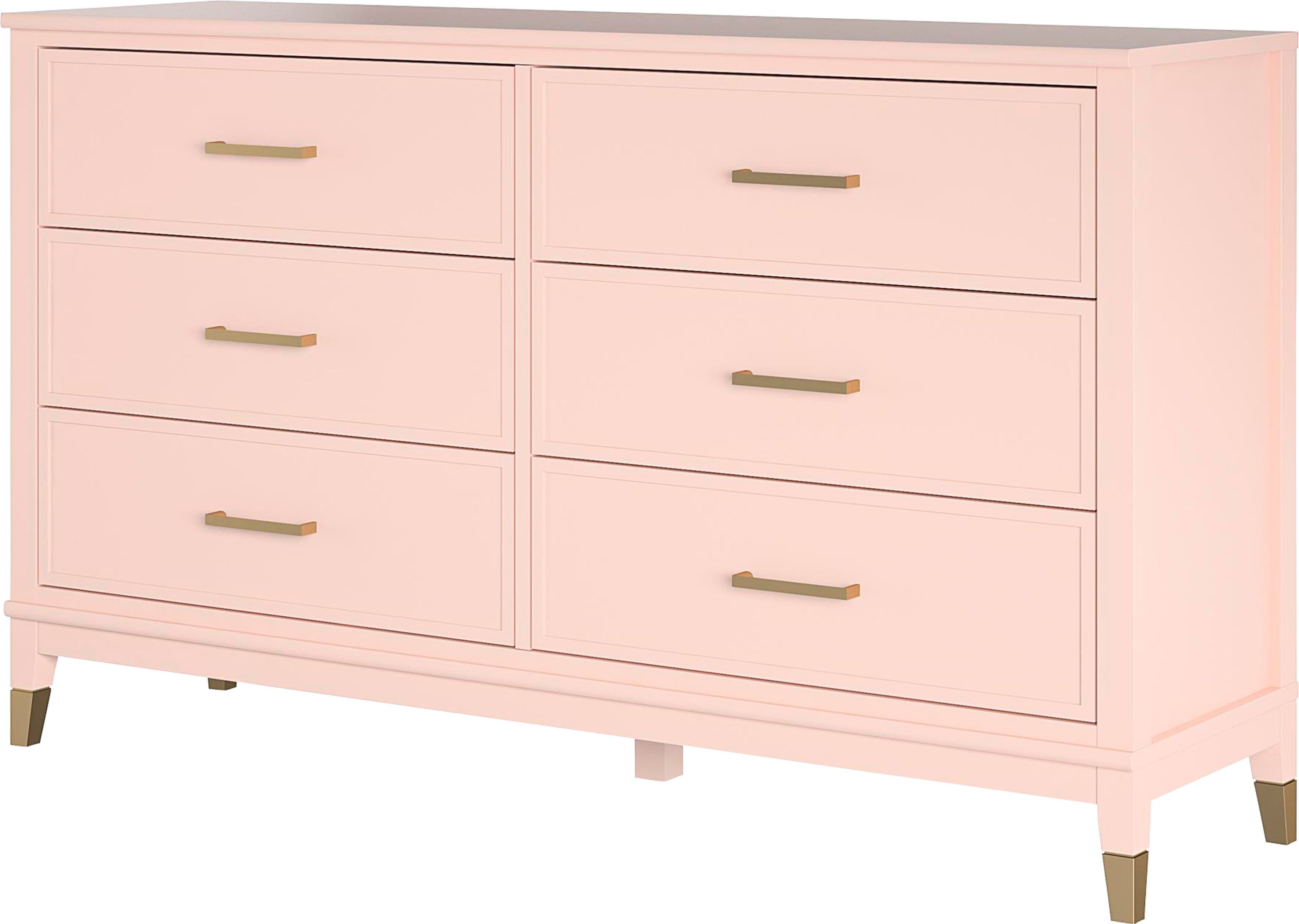Beine aus 6 85 Kommode Cosmopolitan Breite rosa by Schubladen, MDF, Massivholz, Höhe cm 145 CosmoLiving Westerleigh, cm, mit rosa |