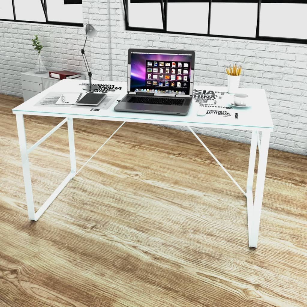 vidaXL Schreibtisch Schreibtisch | Weltkarte Weiß Weiß mit