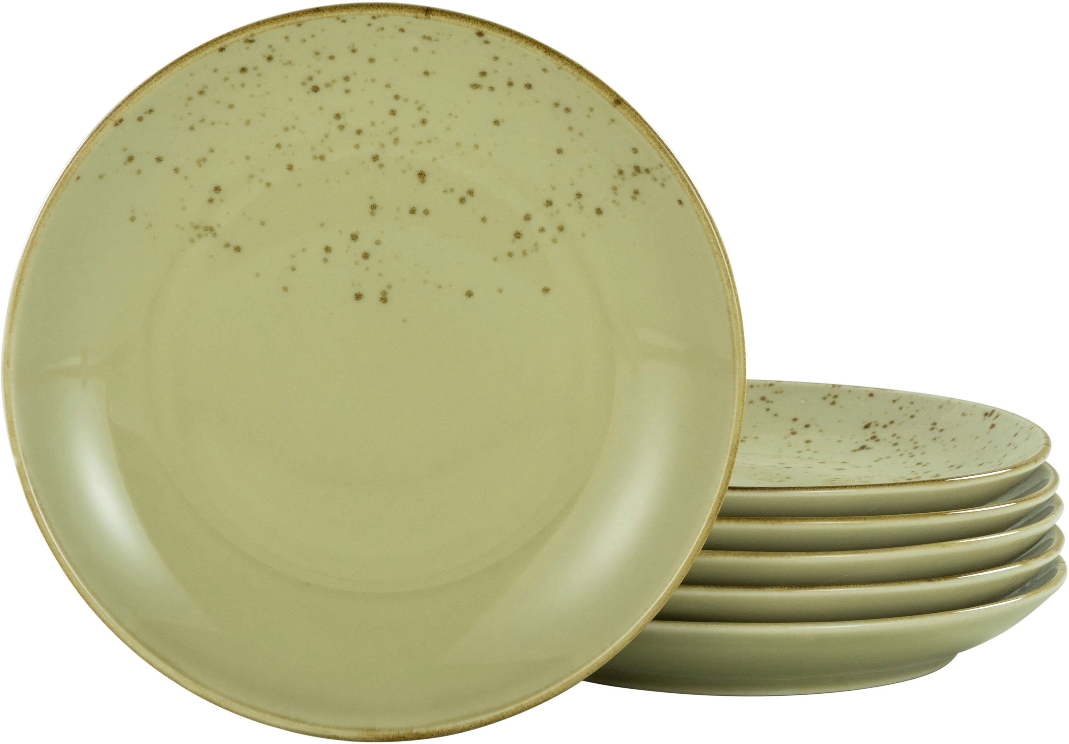 CreaTable Десертная тарелка Essteller NATURE COLLECTION, (6 St), Тарелки Set für 6 Personen, Ø 21 cm, Steinzeug