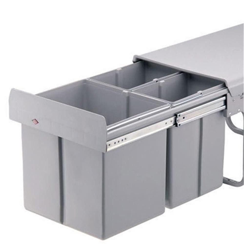 WESCO Einbaumülleimer 787821-85 Trio-Master 40 DT, alugrau