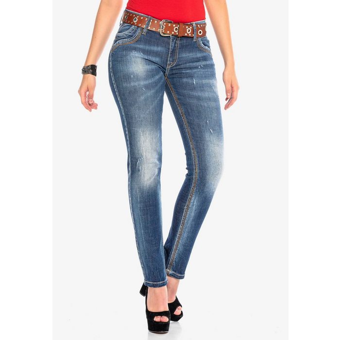Cipo & Baxx Slim-fit-Jeans mit kontrastfarbenen Nähten
