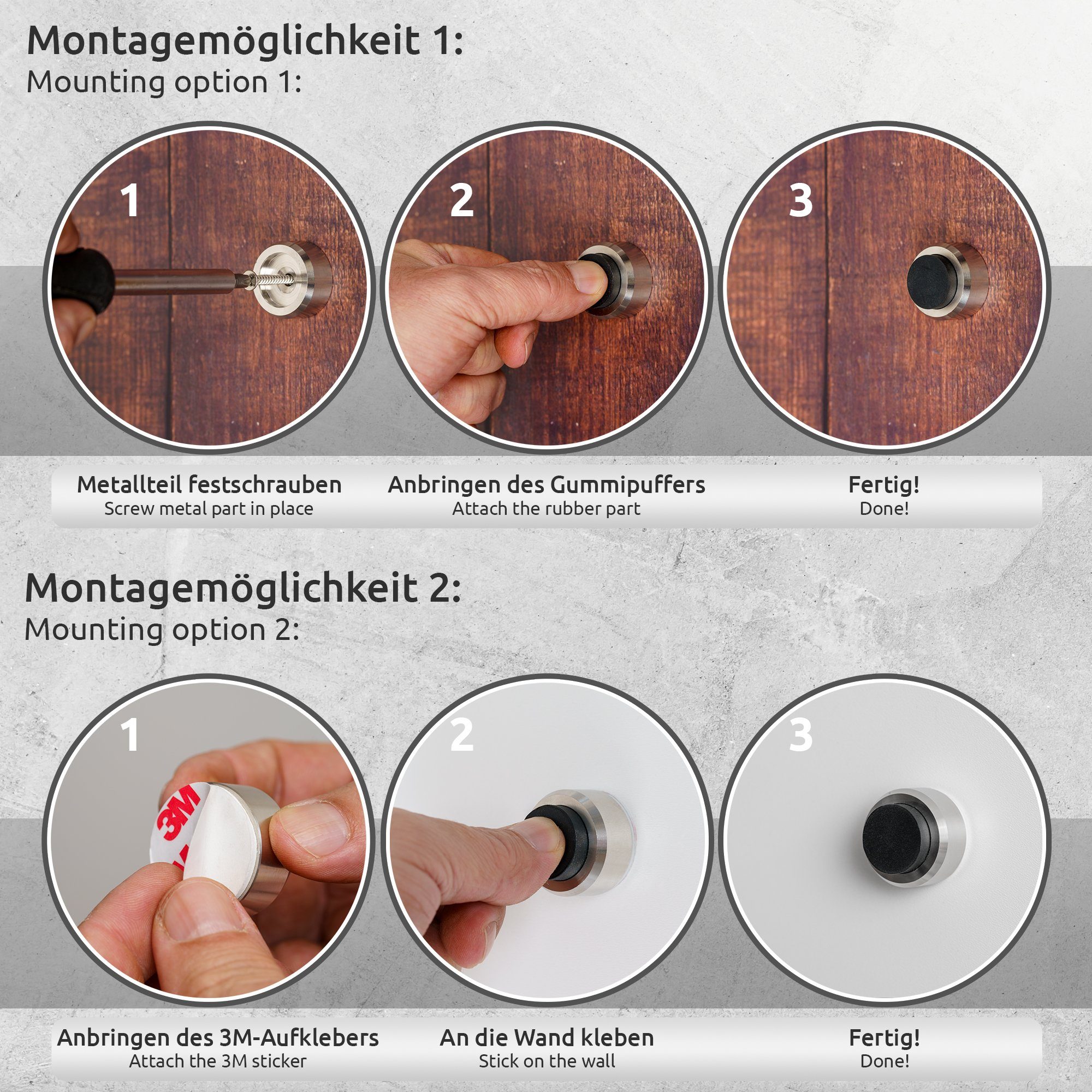 ECENCE Wandtürstopper Türstopper Wand Edelstahl 1x Wand-Puffer (1 St)