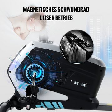 ISE Sitz-Heimtrainer ISE Heimtrainer mit Magnetbremssystem, Fitnessbike,Speedbike, Transporträdern, Pulssensoren und LCD-Display, 8 einstellbare Widerstandsstufen SY-6801