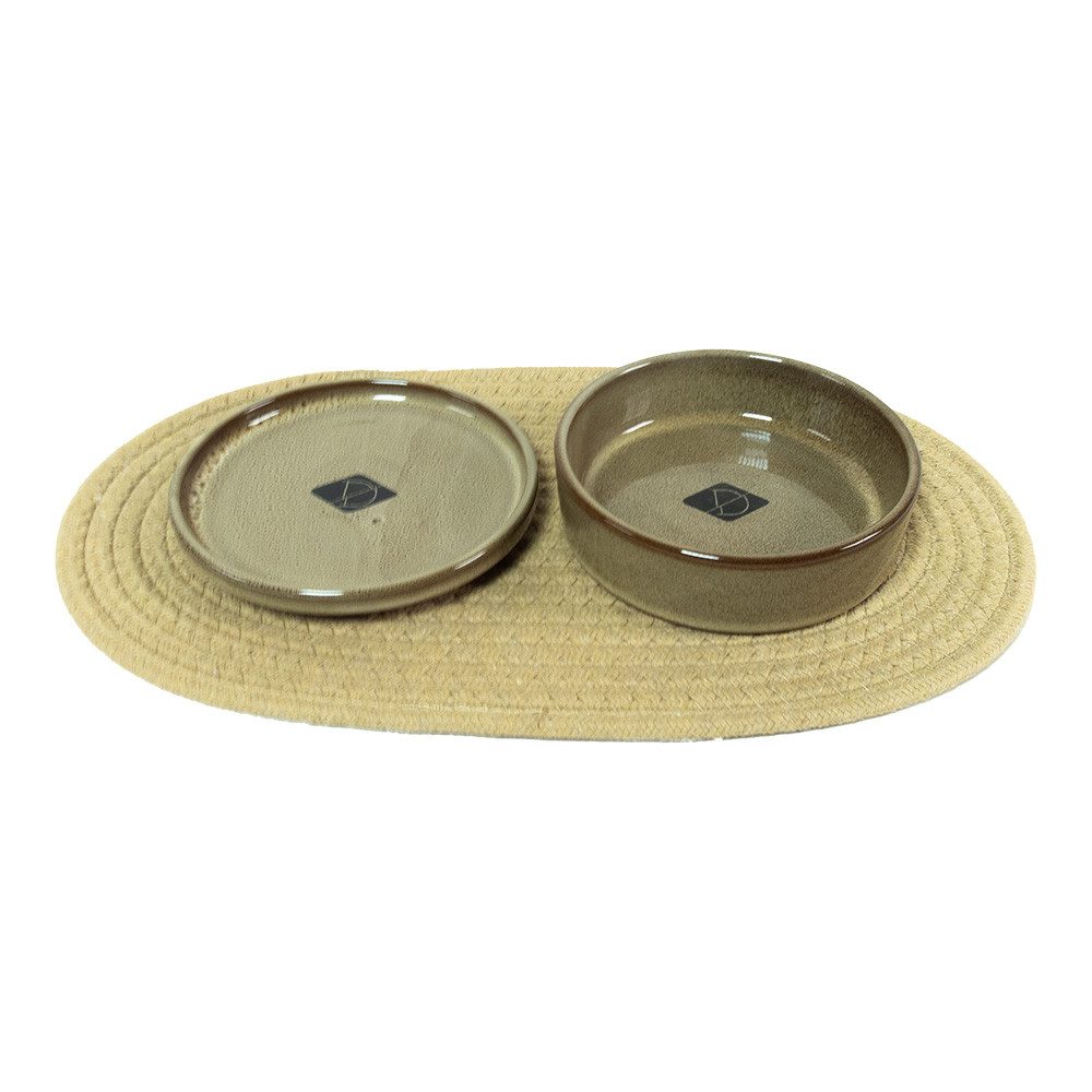 D&D Napf D&D Katzen-Napfset Jasper Farbe: Unterlage/Näpfe: beige/sand