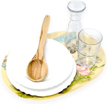 Lashuma Tablett Bistrot, Kunststoff, (1-tlg), Türkis weißes Frühstückstablett für Geschirr und Speisen 40x28 cm