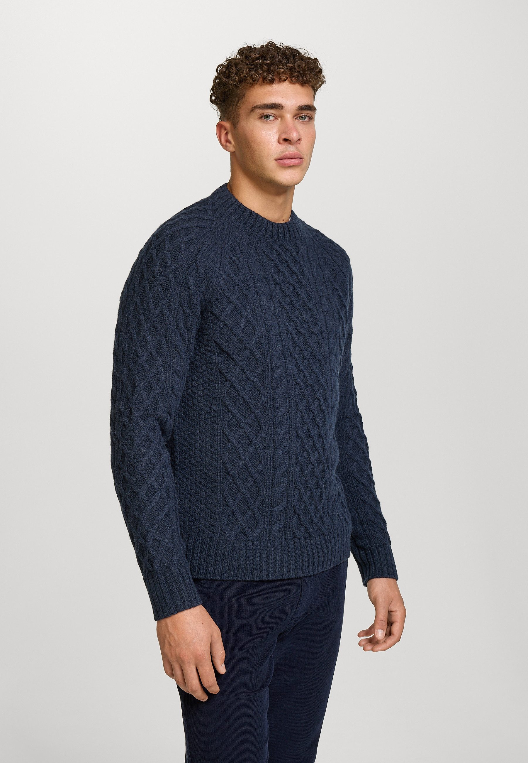 Kronstadt Strickpullover Herren KSWard crew Pullover Herrenpullover mit Zopfstrickmuster