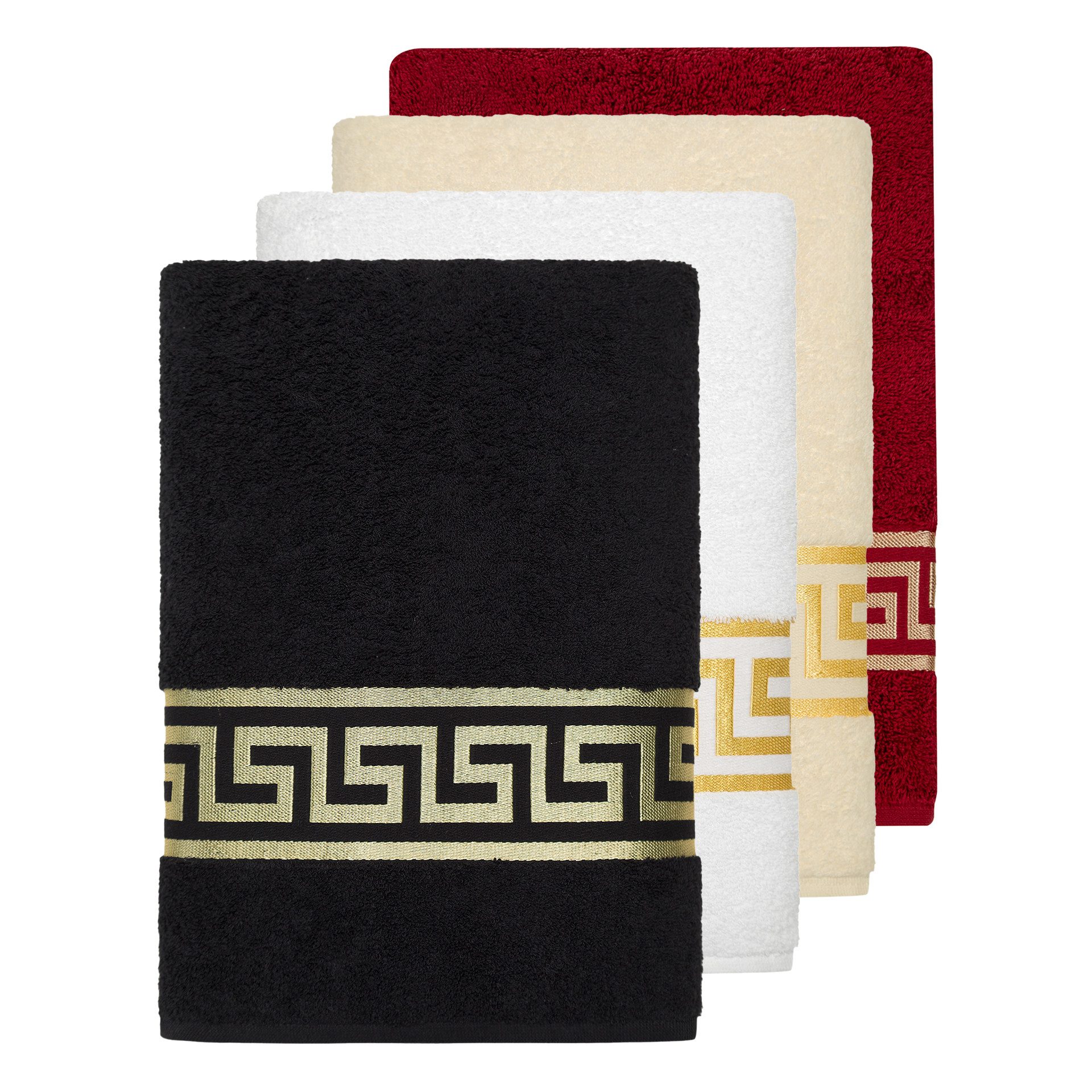 Belle Arti Handtücher Luxus Mäander Gästetücher Badetücher Duschtücher Saunatücher in Set, (1-St), schwarz, weiss, beige, rot, gold, 100% Baumwolle, Frottee, eingestickt