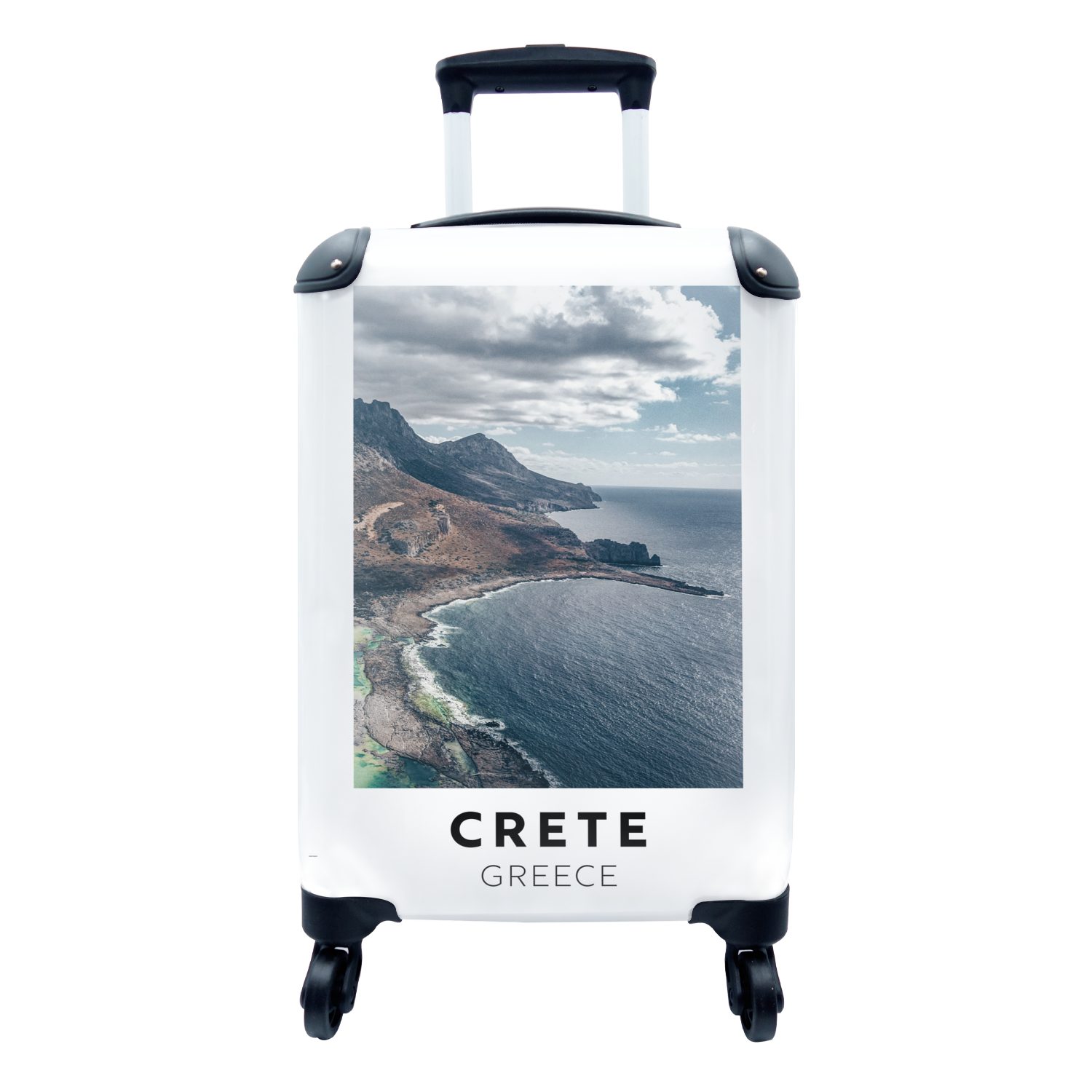 MuchoWow Handgepäckkoffer Kreta - Griechenland - Meer, 4 Rollen, Reisetasche mit rollen, Handgepäck für Ferien, Trolley, Reisekoffer