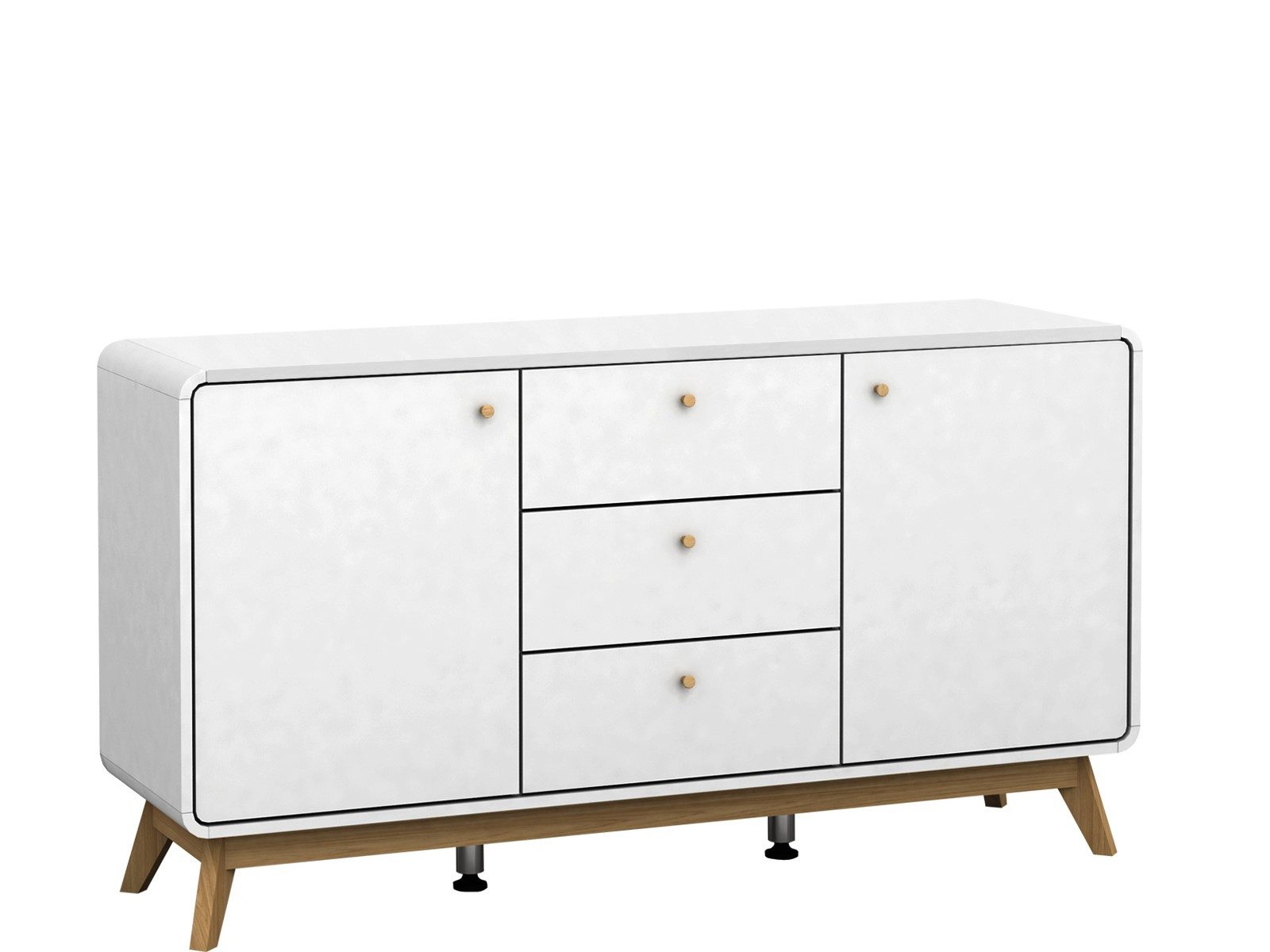 loft24 Sideboard Caitlin, Schrank, 2 Türen, 3 Schubladen, Skandinavisches Design, Breite 140 cm
