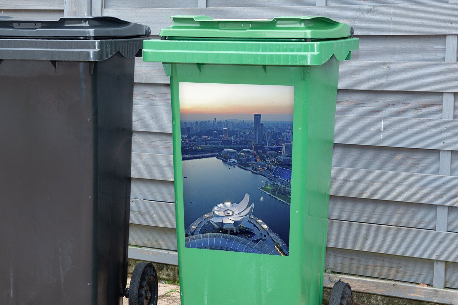Architektur - Mülleimer-aufkleber, Singapur St), Container, (1 MuchoWow - Wandsticker Wasser Sticker, Abfalbehälter Mülltonne,