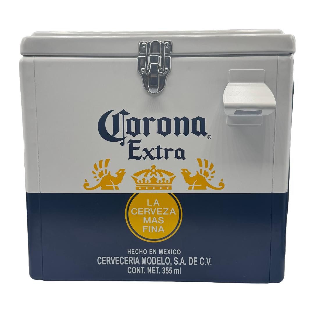 Corona Gläser-Set Corona Extra Metall-Kühlbox – Retro Eisbox im Originaldesign, Ohn