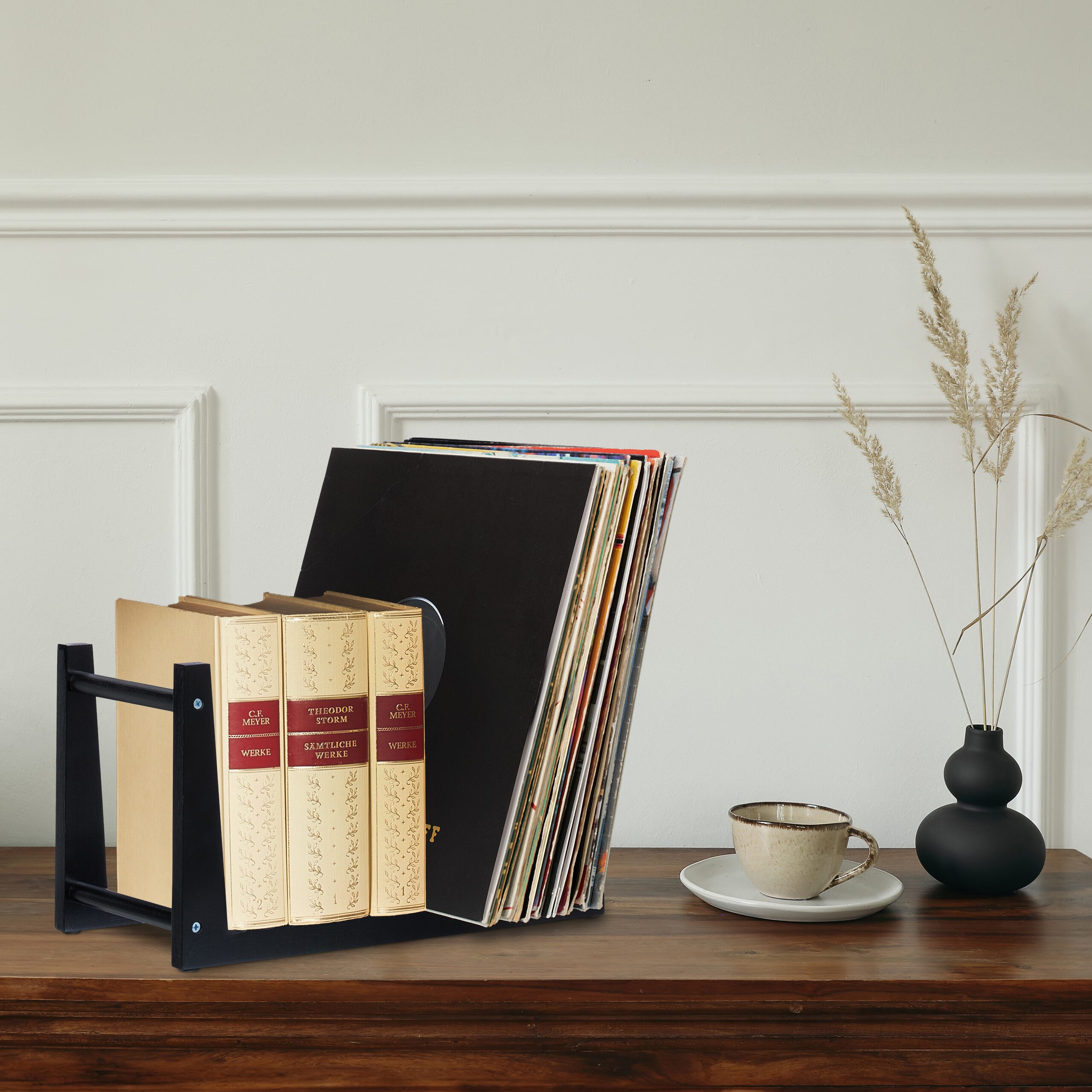 relaxdays Aufbewahrungsbox Schallplatten Ständer schwarz günstig online kaufen