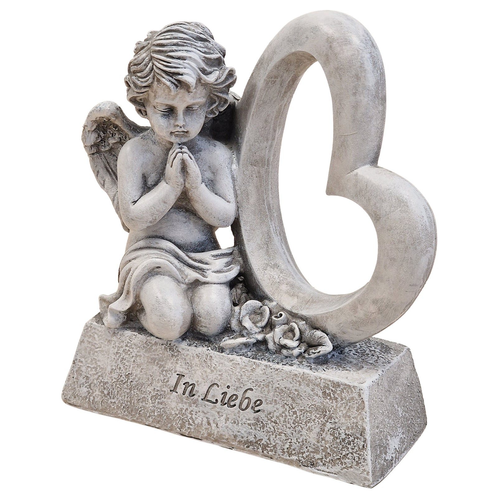 Logbuch-Verlag Dekofigur Grabengel mit Herz und Rosen, In Liebe, grau 18x8x günstig online kaufen