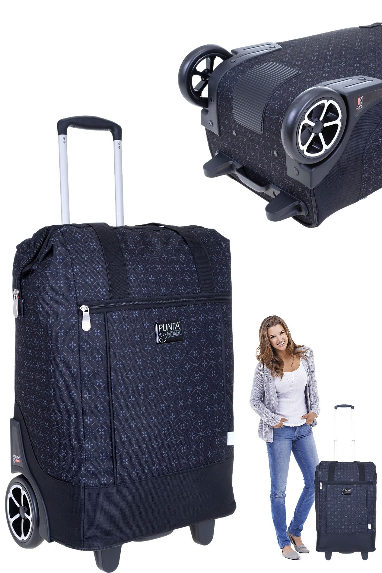 PUNTA Einkaufstrolley Big Wheel große Räder 40 Liter Einkaufsroller, Trolley Shopper Einkaufskorb Einkaufstrolly 10303 + Thermo Tasche