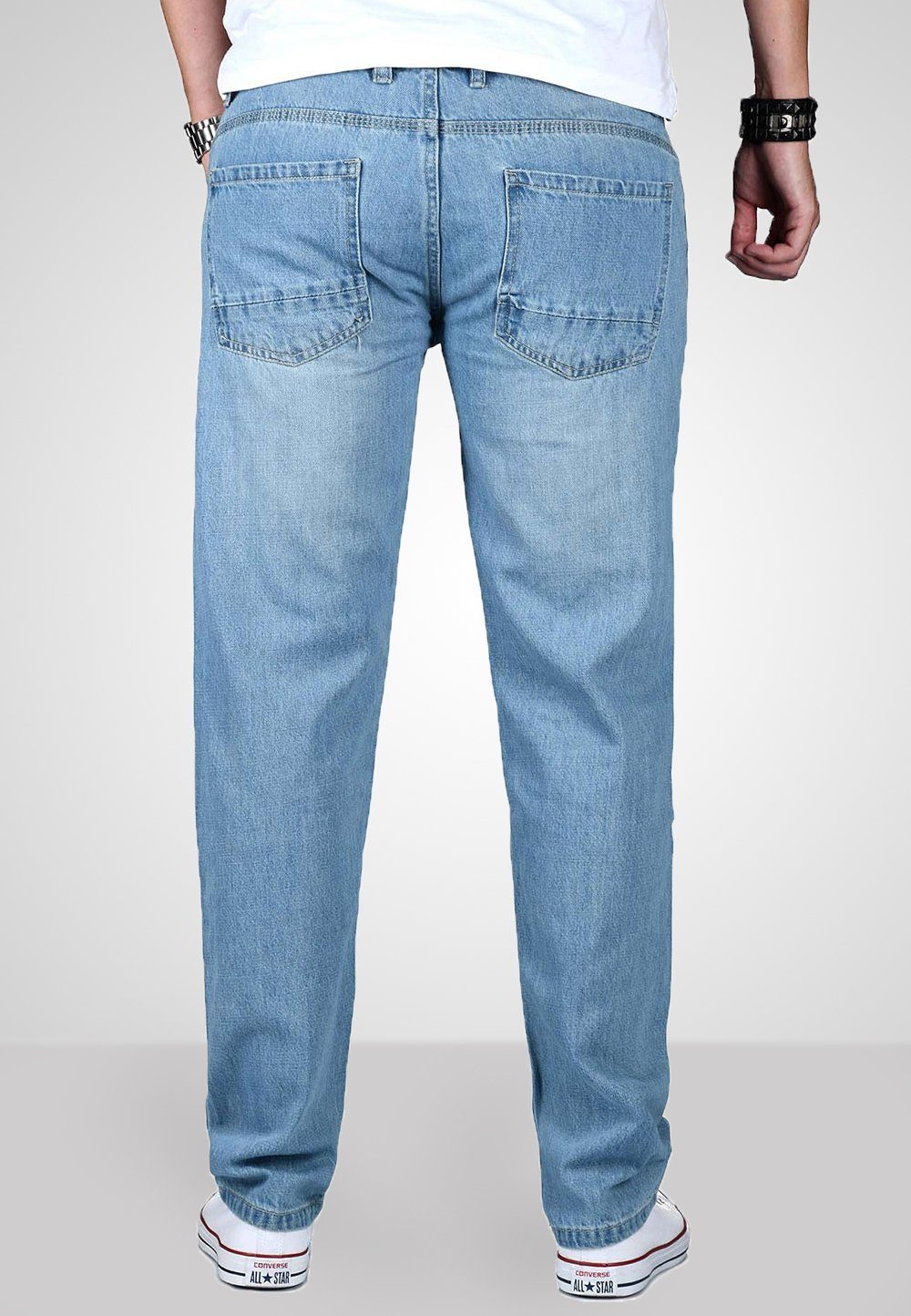 Maurelio Modriano Straight-Jeans Herren Straight Fit – Klassische 5-Pocket Denimhose Klassische Jeans, 100 % Baumwolle mit Knopfleiste und Markendetails – Bild 4 von 4