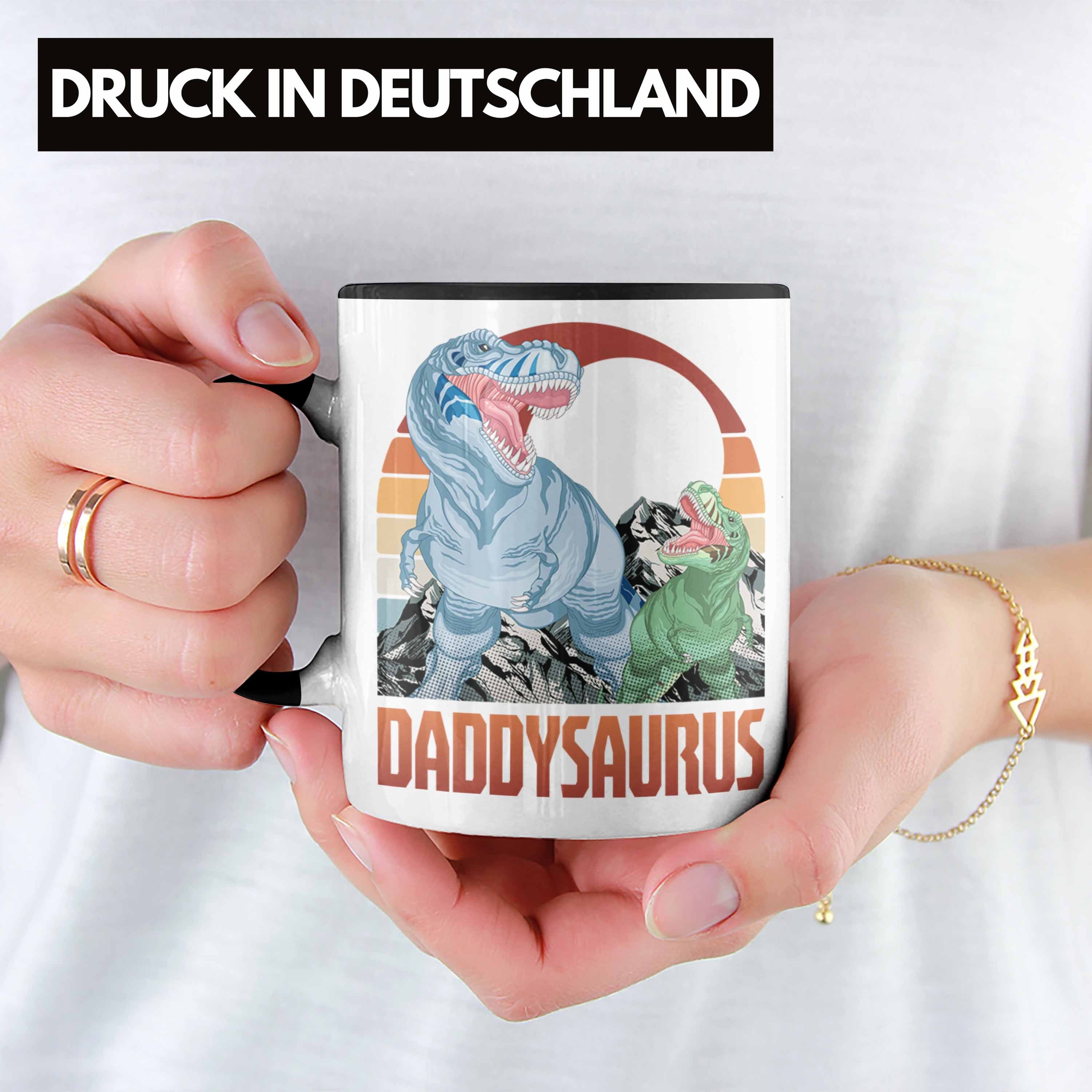 Trendation für Tasse Schwarz Daddysaurus zum Tasse Geburtstag Geschenk Weihnachten Vater Vatert