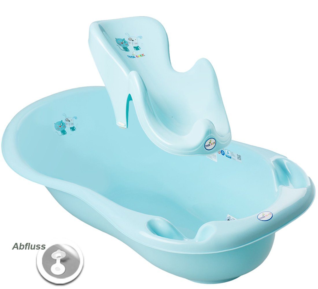 Set Blau cm, - Cat - BABYBADESITZ – 86 (2-er Babybadewanne Baby TUCH SET Wanne in + Tega-Baby - Badeset = & 3 Made + mit BADETUCH Europe), Teile Tuch Dog BABYBADEWANNE