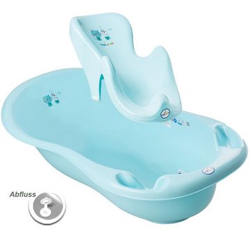 Tega-Baby Babybadewanne 3 Teile SET – TUCH - Dog & Cat - Blau - Badeset Baby Wanne 86 cm, (2-er Set mit Tuch Made in Europe), = BABYBADEWANNE + BABYBADESITZ + BADETUCH