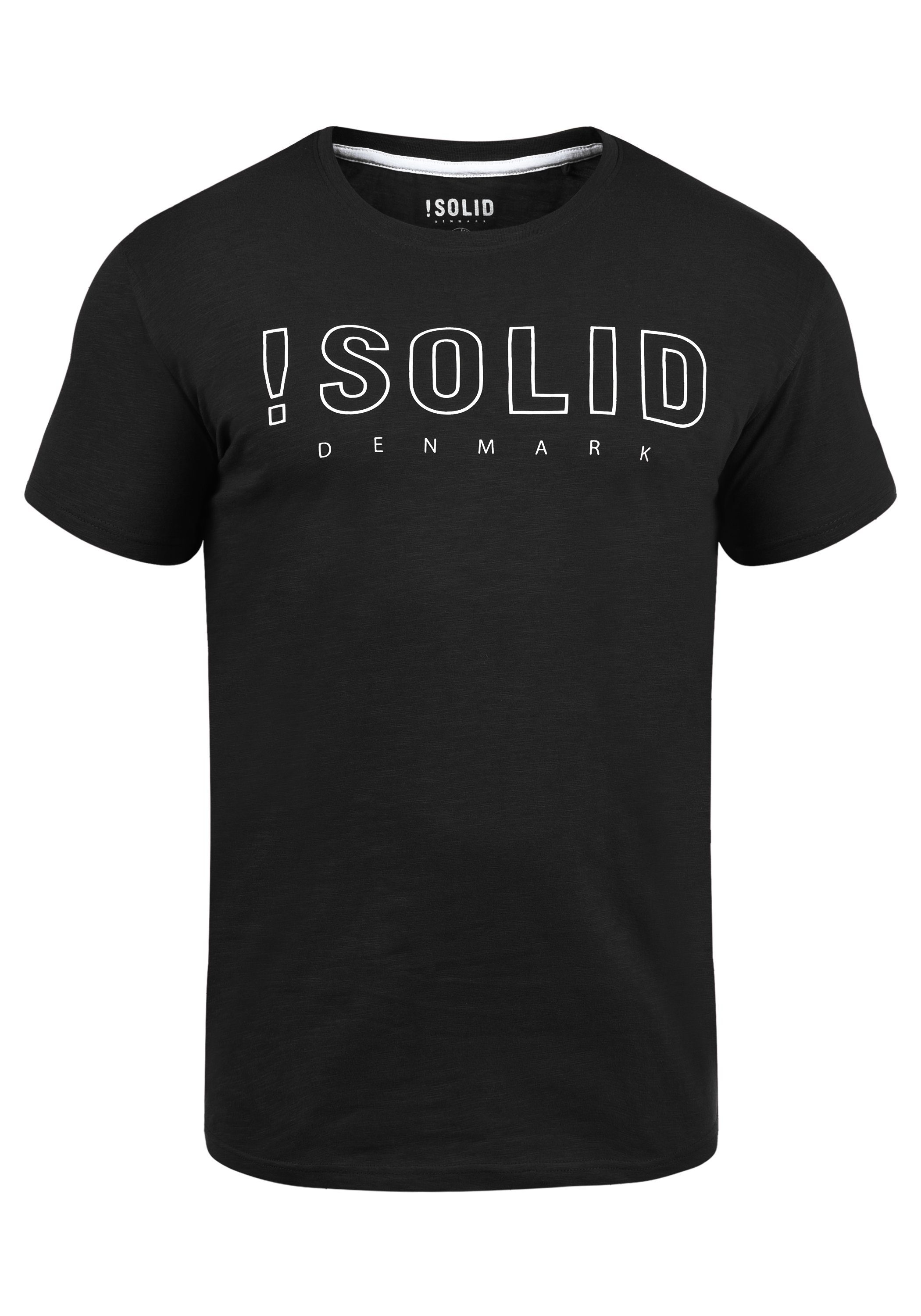 Rundhalsshirt Black mit SDSolido Kurzarmshirt !Solid Front-Print (9000)