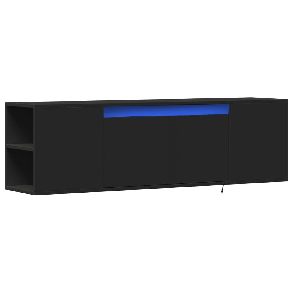 vidaXL TV-Wand TV-Wandschrank mit LED-Beleuchtung Schwarz günstig online kaufen