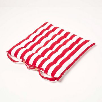 Homescapes Stuhlkissen Sitzkissen mit breiten Streifen, 100% Baumwolle, rot, 40 x 40 cm