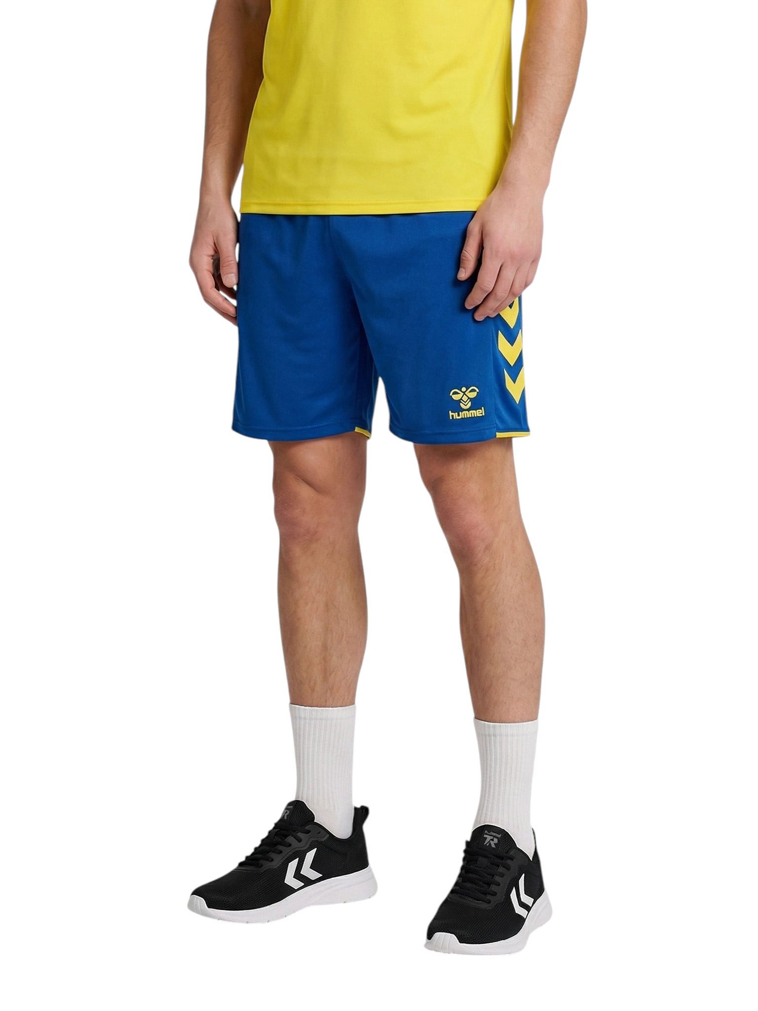 hummel Sporthose hmlCORE 2.0 Shorts (angenehmes Tragegefühl) kurz blau/gelb Herren