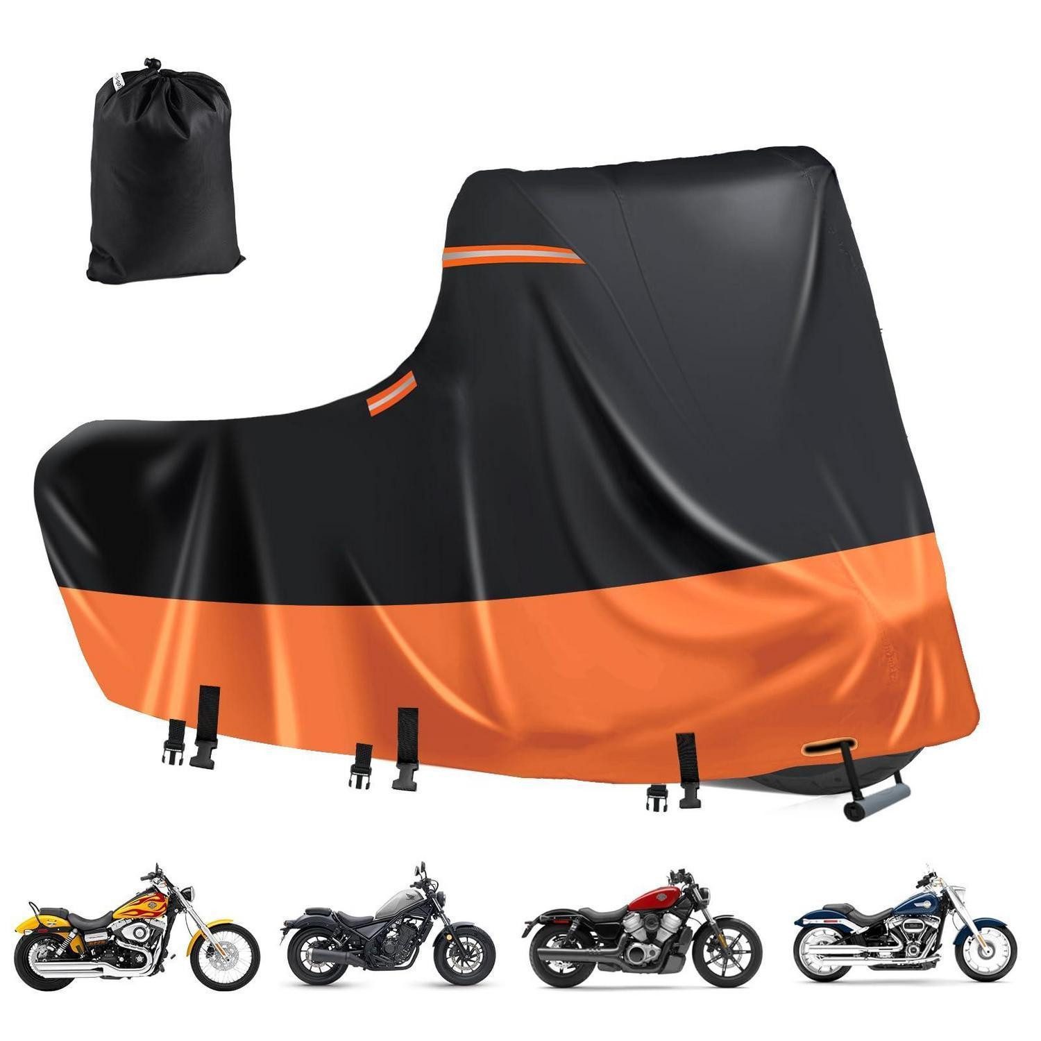 LuxusKollektion Schutzplane Roller Abdeckung 600D Wasserdicht Schwarz-Orange 3XL-276x111x142cm