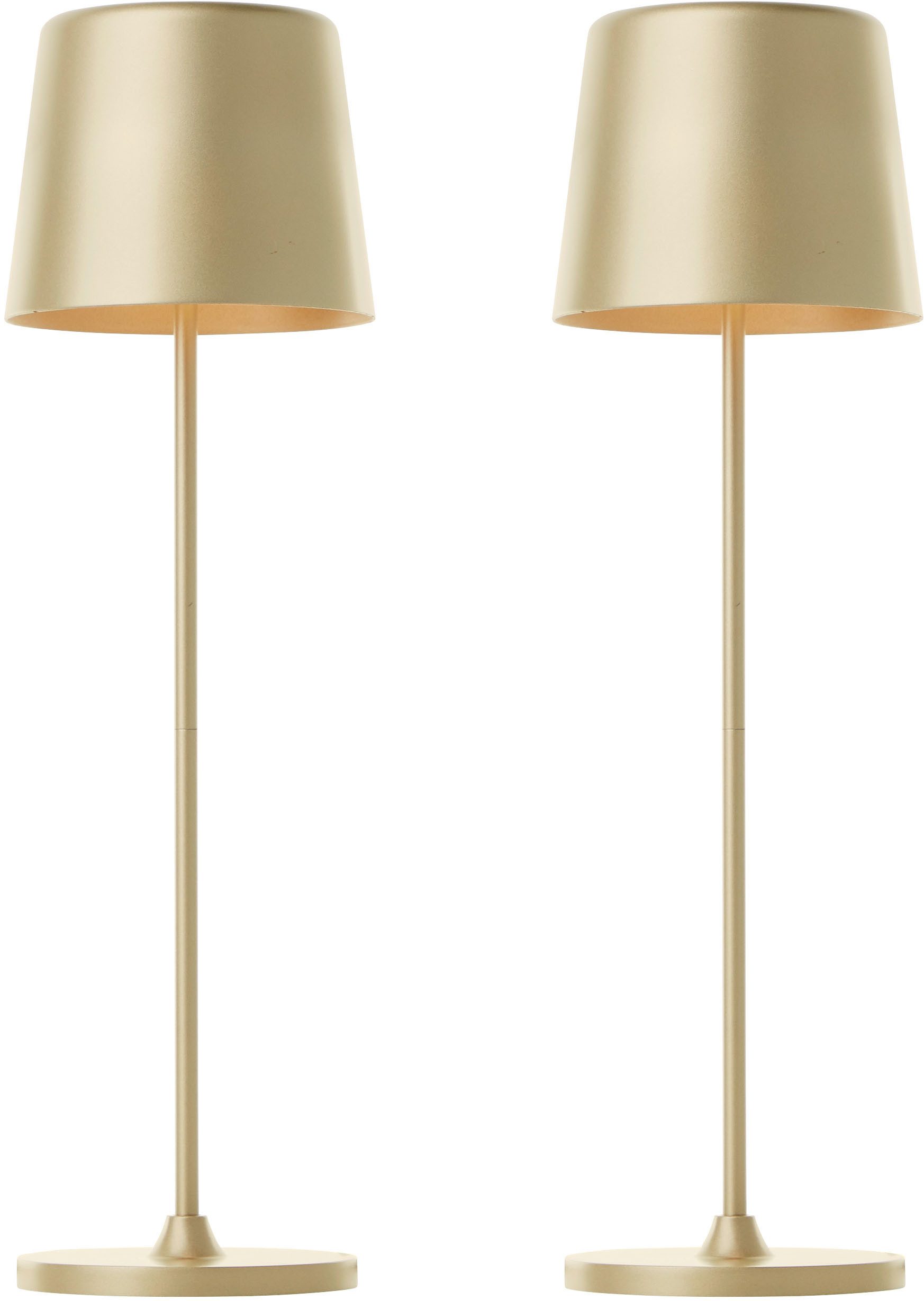 LED Tischleuchte Kaami - mobile LED Außen Tischlampe 2er-Set
