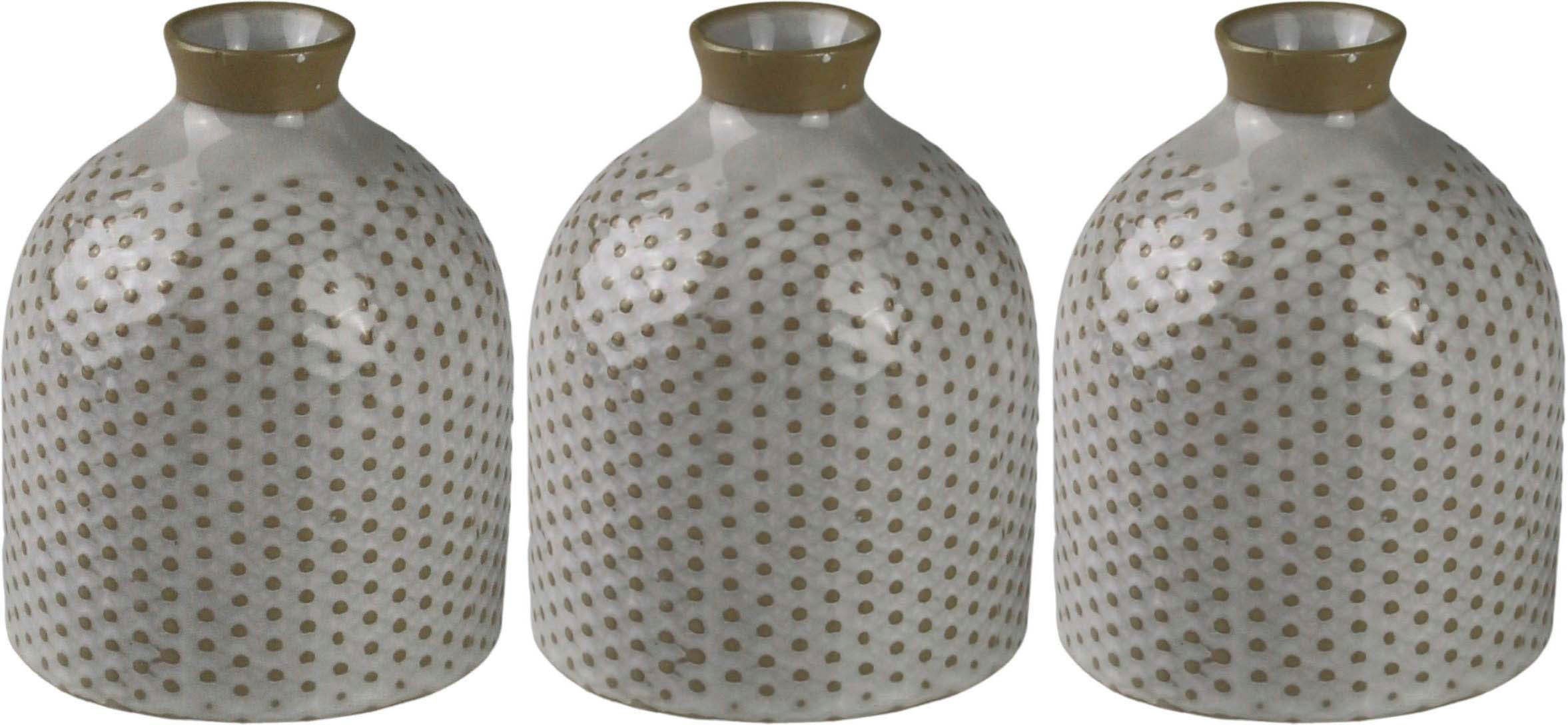 AM Design Tischvase Blumenvase in Flaschen-Form (Set, 3 St), Dekovase aus Keramik, Höhe ca. 9,90 cm