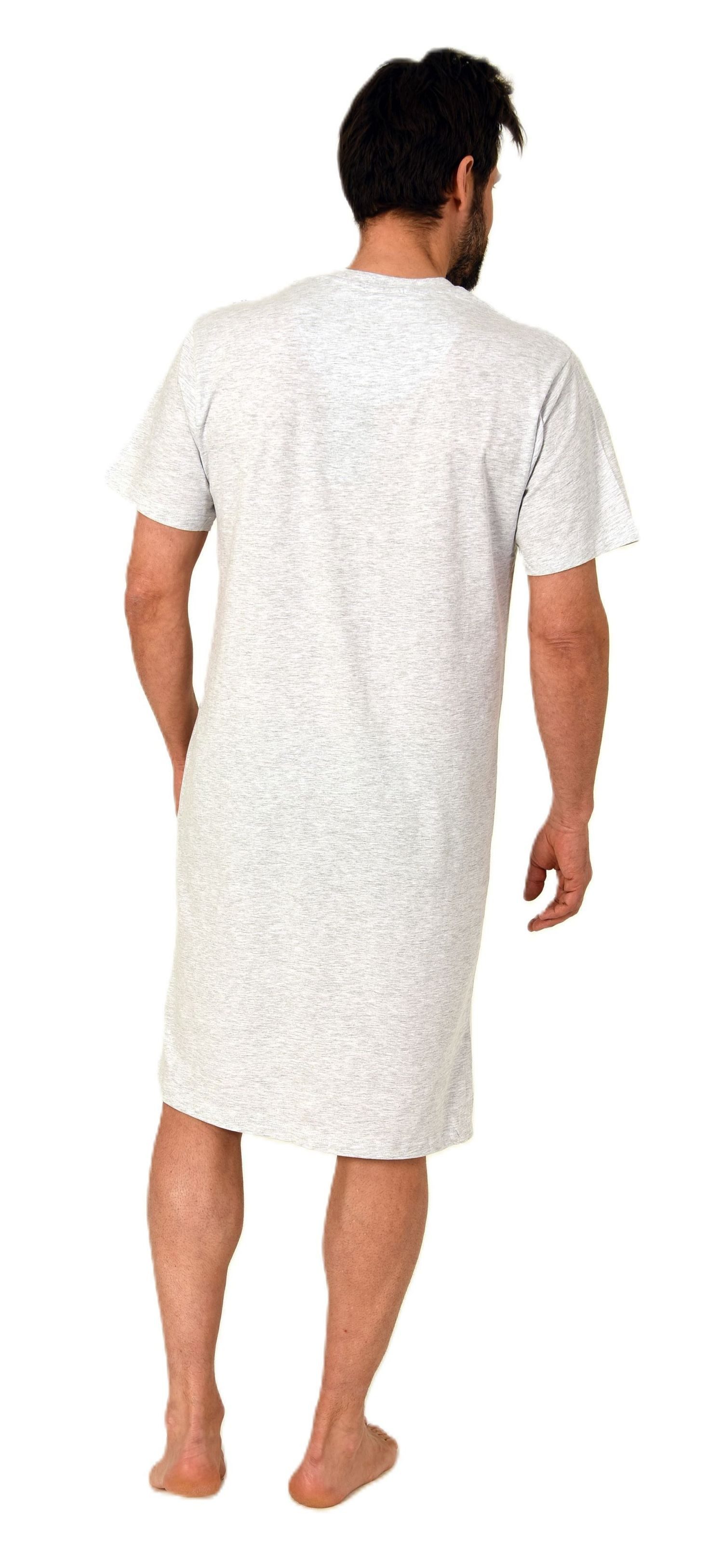 Normann Pyjama Normann Herren kurzarm Nachthemd mit eleganten Frontprint