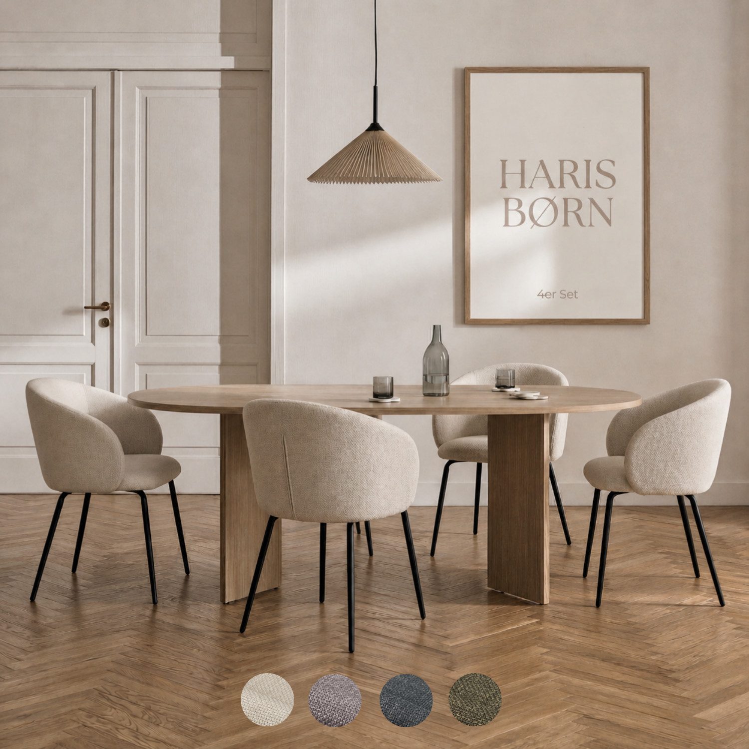 Haris Børn Esszimmerstuhl NØR (versch. Farben) - Bequeme Polster Esszimmerstühle mit Armlehne (Set, 4 St), Premium Esstisch Stühle & Wohnzimmerstühle - Moderne Stühle Esszimmer