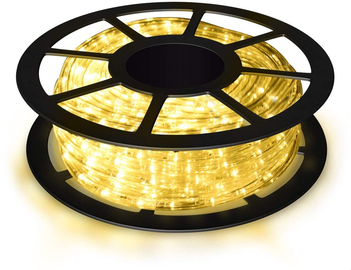 LED-Lichterschlauch mit Warmweiß LEDs 10M COSTWAY Lichterschlauch 360