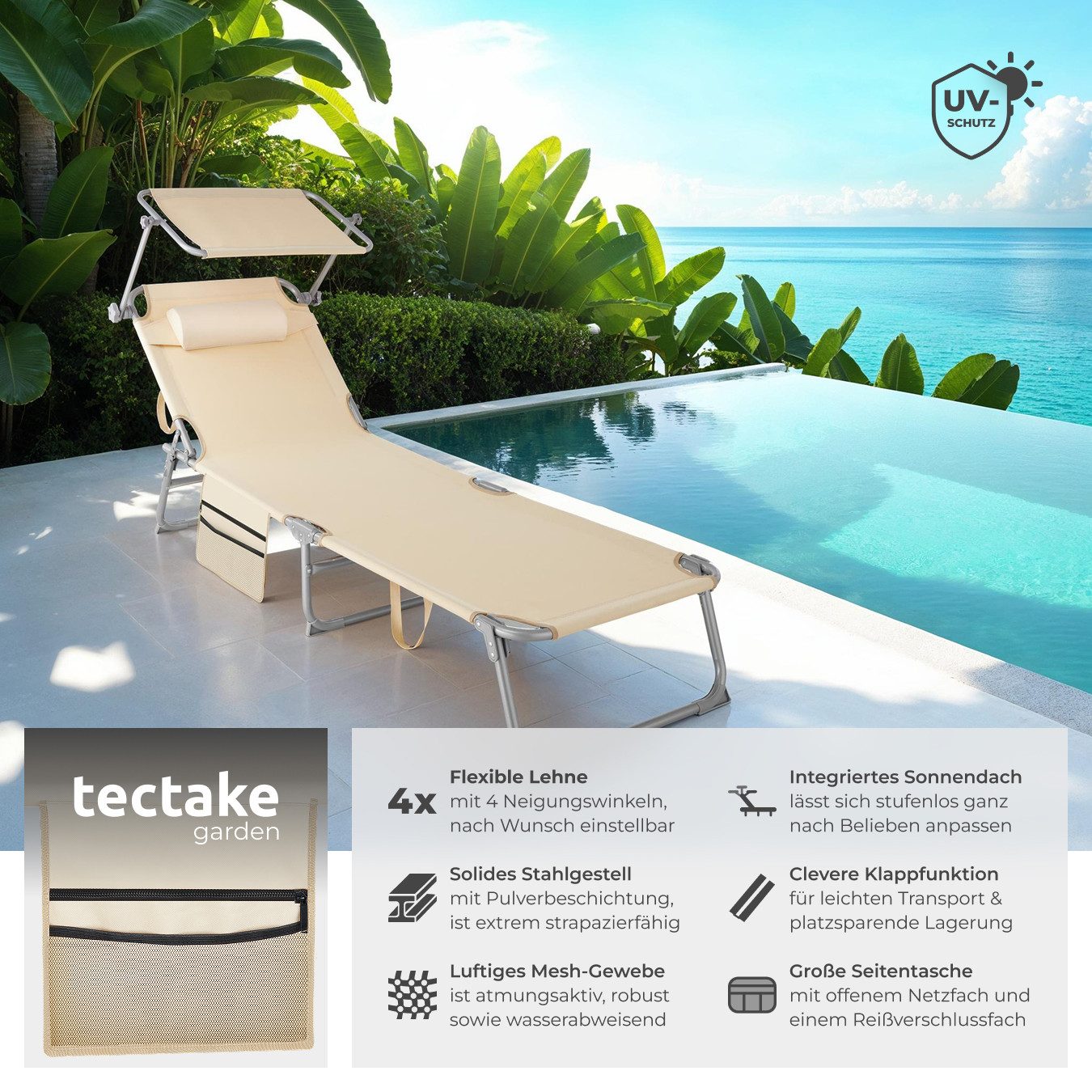 tectake Gartenliege Sonnenliege, 1 St., Äußerst günstig online kaufen