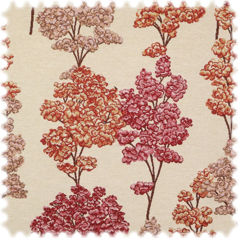 Heiro Stoff Jacquard Flachgewebe Möbelstoff Baum Rot, Polsterstoff Meterware - Breite:140 cm