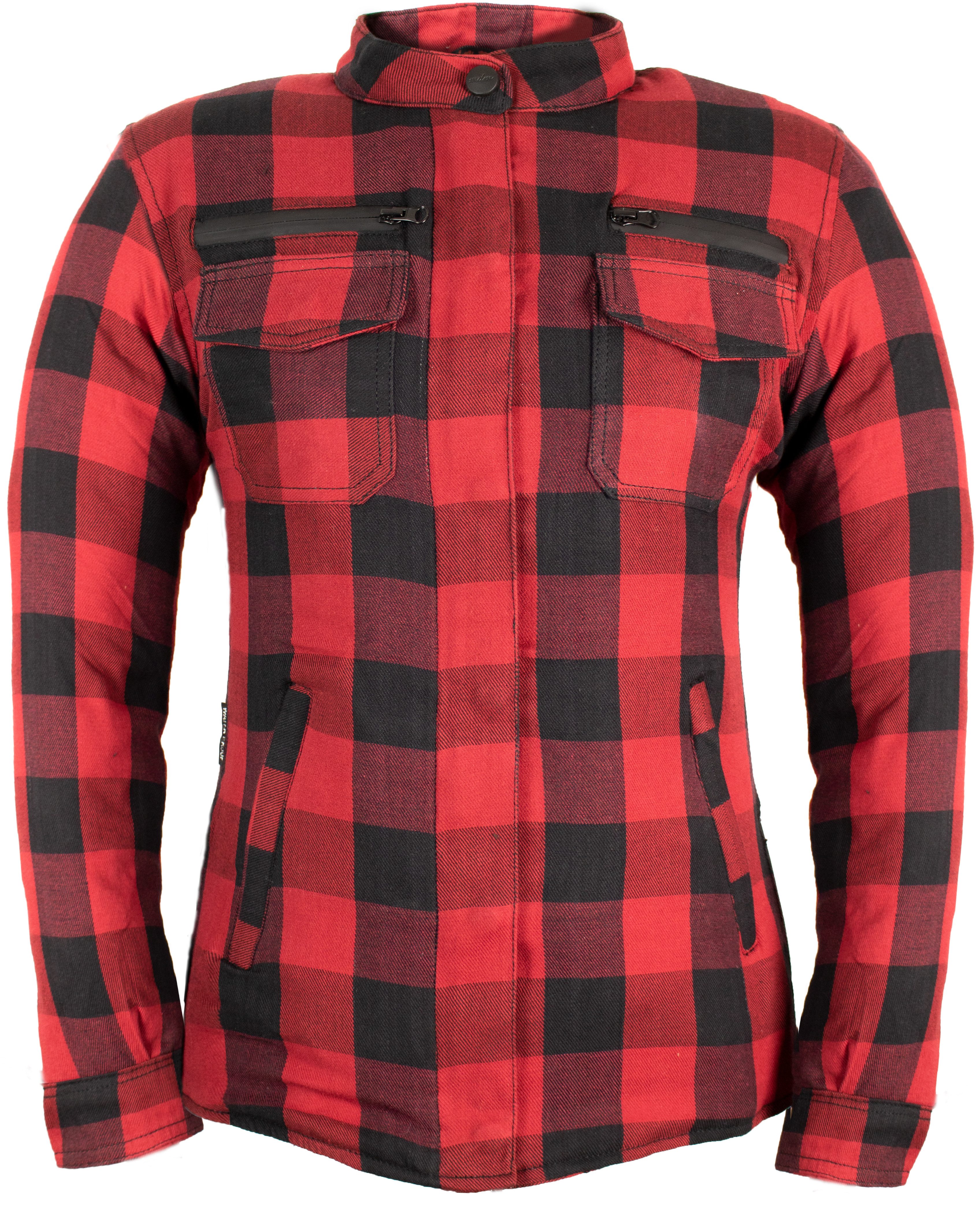 MDM Motorradjacke Damen Motorradhemd mit Protektoren Aramid Lumberjack Biker Flanellhemd (Damen Motorradhemd Aramid, 5 Protektoren, Thermofutter, Air Vent)