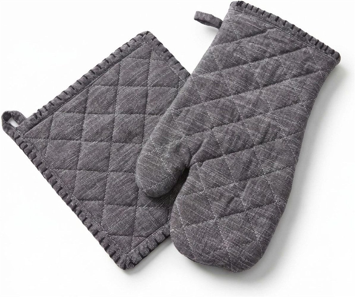 Topfhandschuhe Handschuh & Topflappen Set Grau