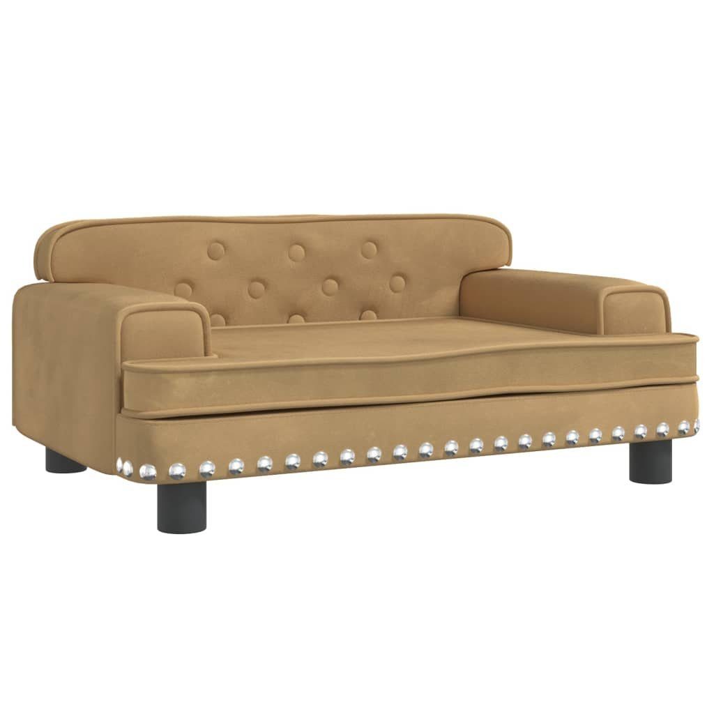 vidaXL Hundekorb 70 x 45 x 30 cm Hundebett Braun 70x45x30 cm Samt Körbchen Hundesofa