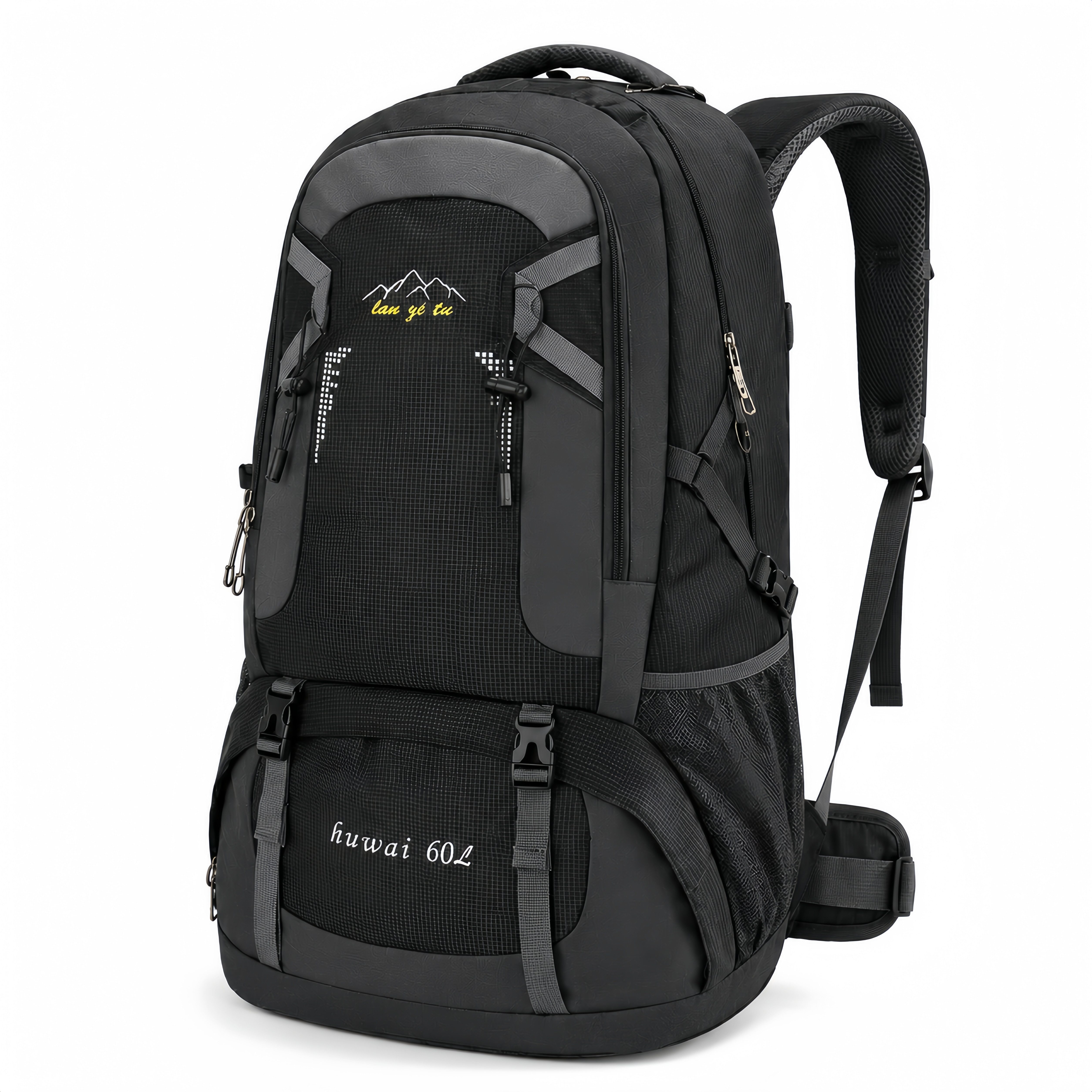 Forrlite Wanderrucksack Wanderrucksack 60L, Fahrradrucksack Radrucksack Fahrradrucksäcke (Sportrucksäcke Wander-Rucksack Motorradrucksack Biker-Rucksack, Wanderrucksack Trekkingrucksack Bergrucksack, wasserdichter), Herren & Damen mit Helmnetztasche,Trink