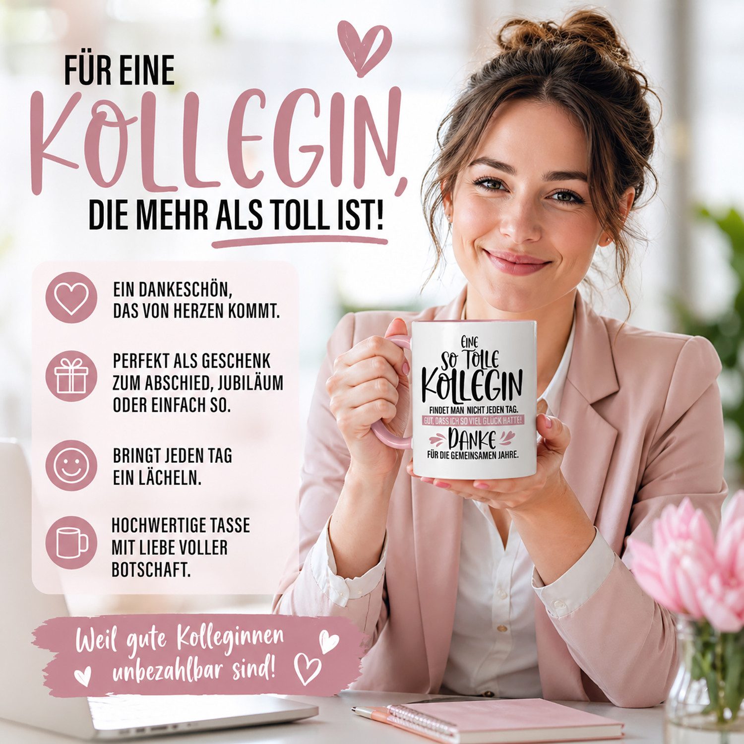 Camolo Tasse Keramik mit Spruch zum Abschied einer Kollegin, Keramik