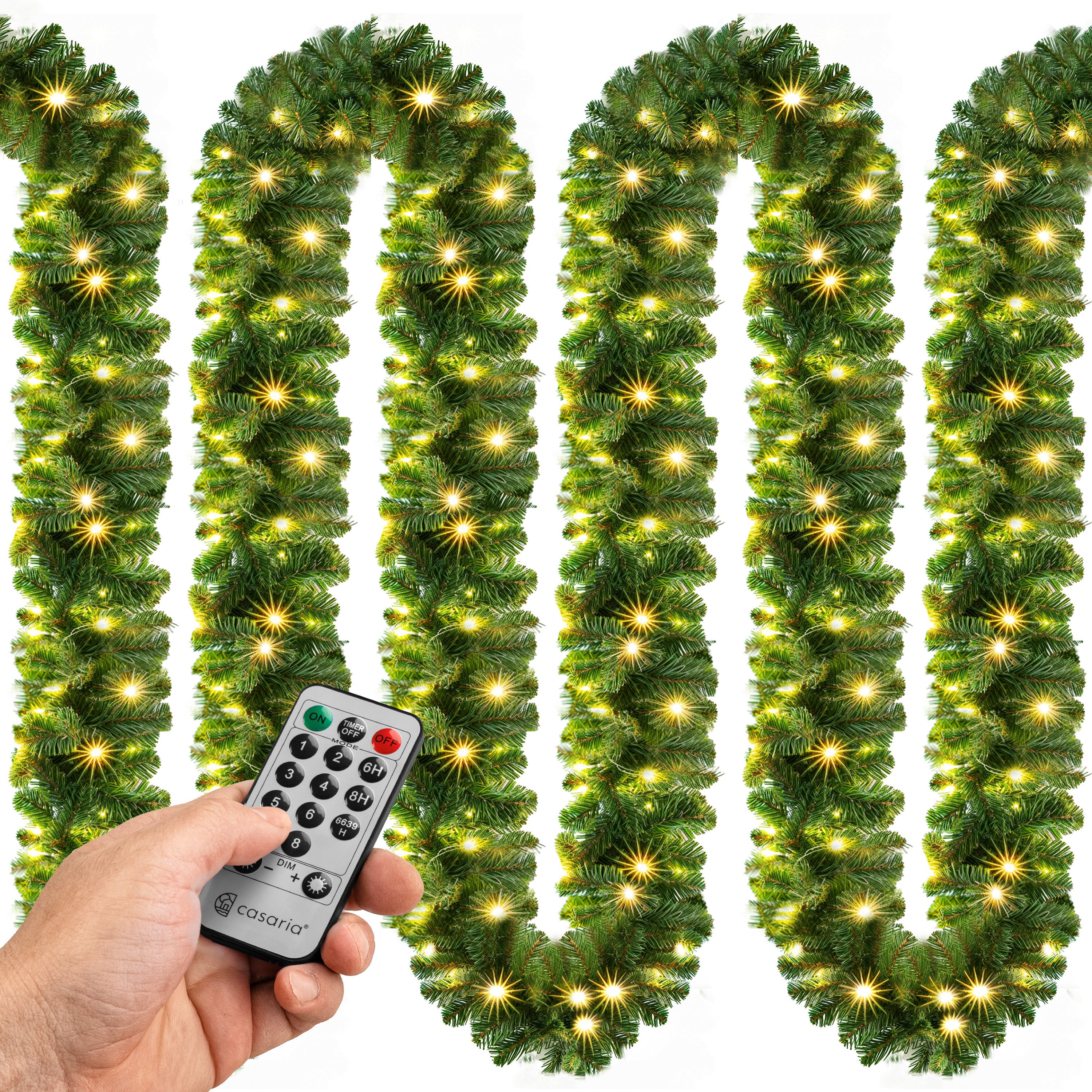 Kunstgirlande, Casaria, Höhe 28 cm, Weihnachtsgirlande mit Fernbedienung 5m günstig online kaufen