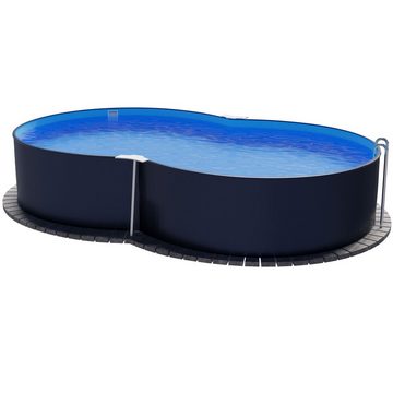 Planet Pool Achtformpool Stahlwandpool achtform 650x420x120 cm, Stahl 0,4 m (Einzelbecken), verzinkte Stahlwand