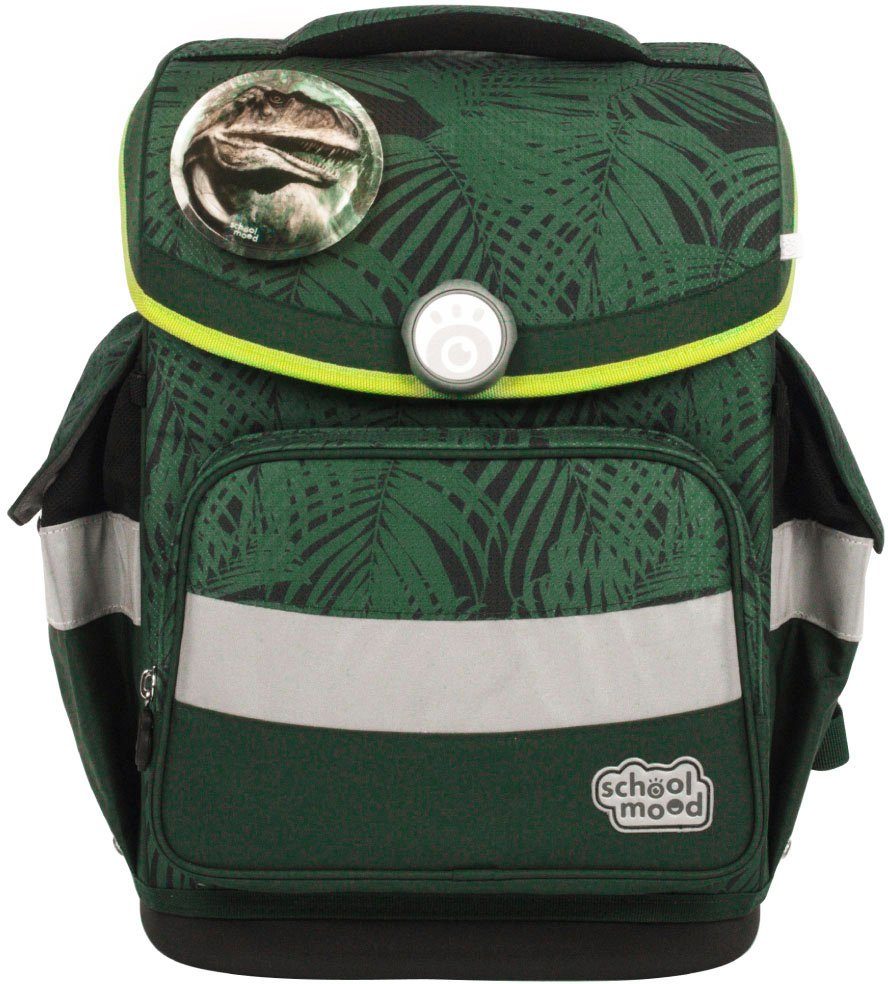 SCHOOL-MOOD® Schulranzen Timeless, Daniel (Dinosaurier) (Set, 7-tlg), mit LED-Patchy; aus recyceltem Material