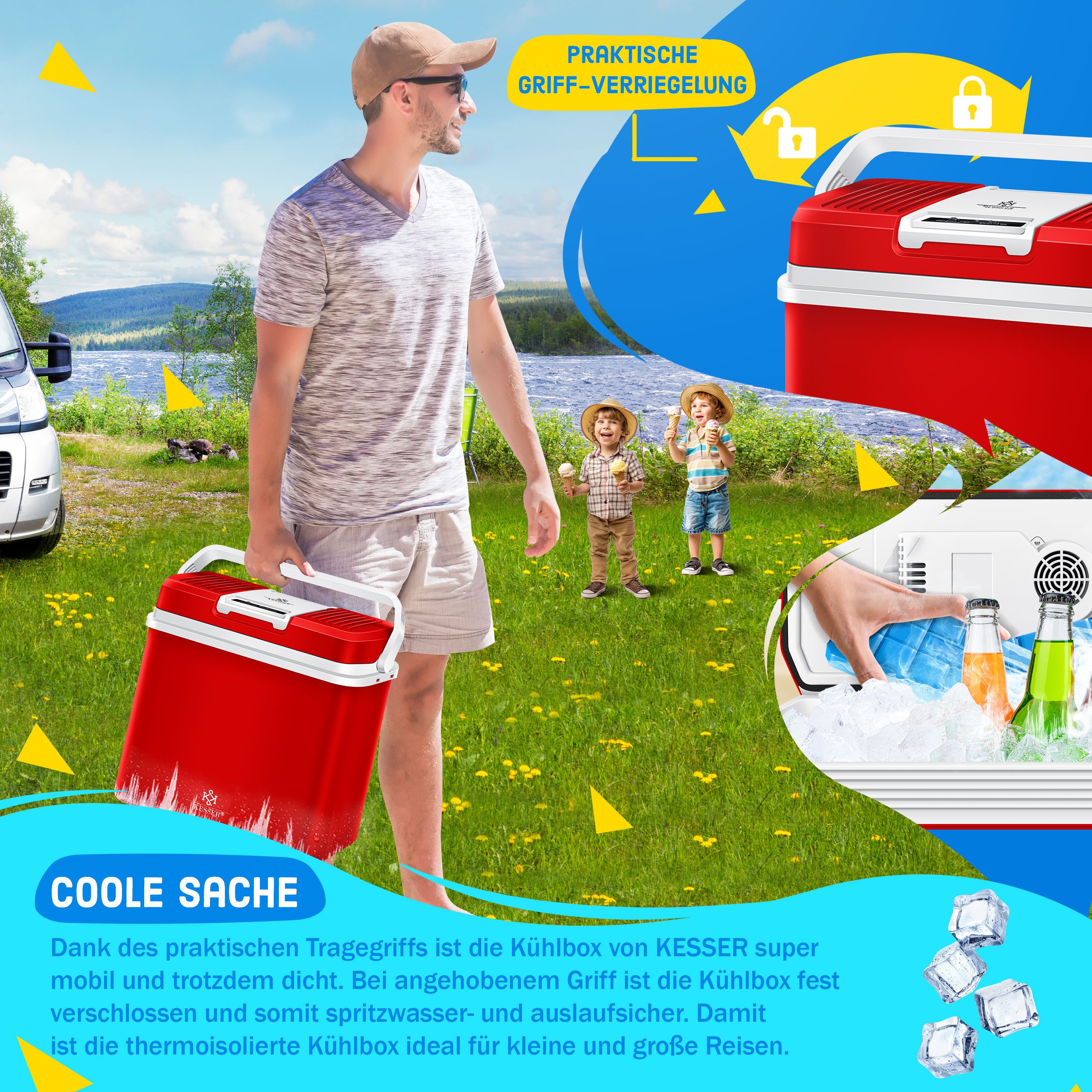 KESSER Kühlbox, 24 l, 24 Liter Kühlbox KÜHLT und WÄRMT Thermo-Elektrische Kühlbox