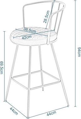 EUGAD Barhocker (4 St), ergonomische Barstühle, Samt Hocker gepolstert, Metall