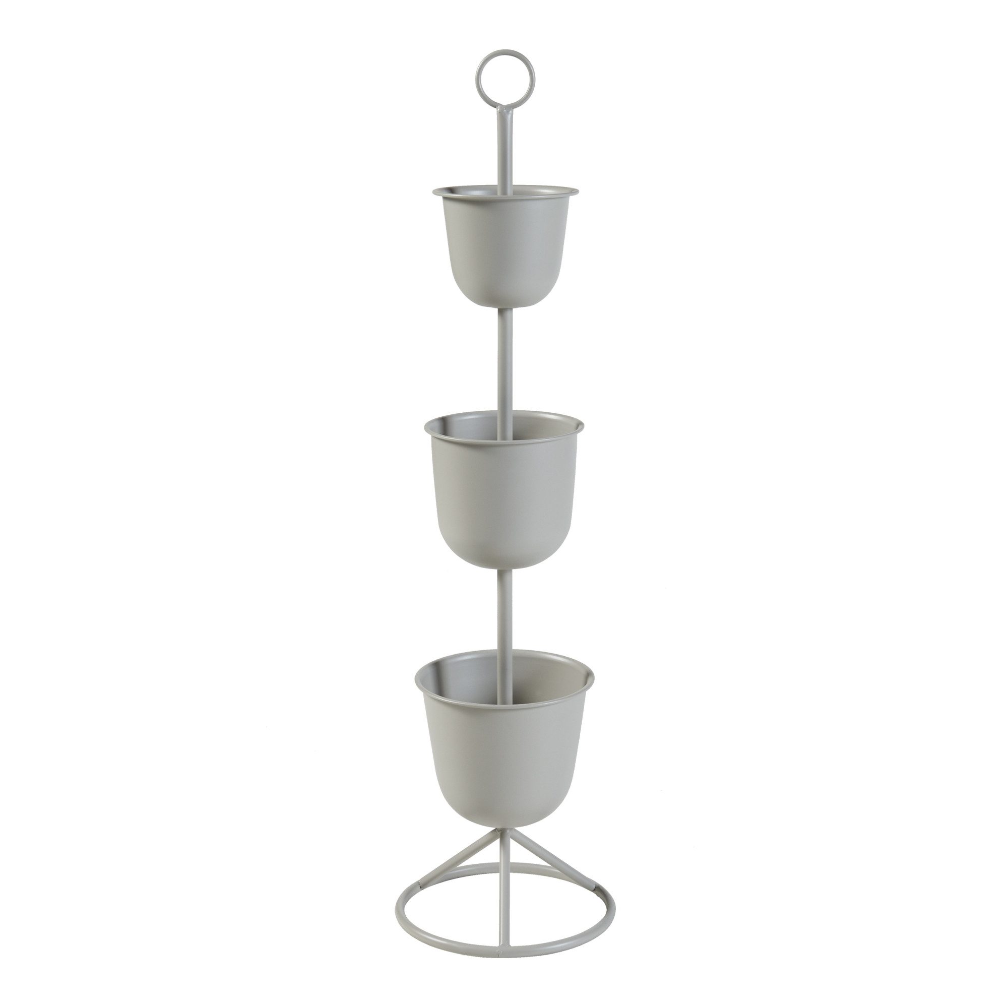 en.casa Подставка для цветов, »Alphen« mit 3 Töpfen 110xØ28cm Metall Hellgrau
