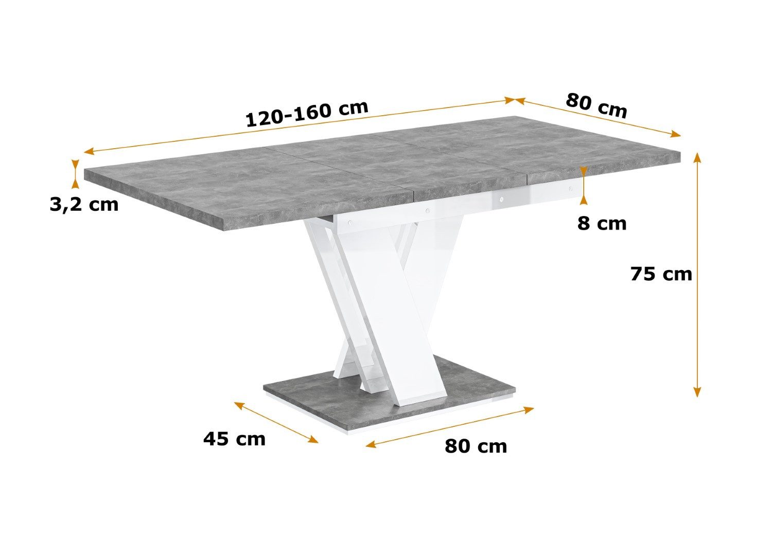 ALTDECOR Esstisch ASIV (Esstisch ausziehbar, Esszimmertische, Tisch Wohnzimmertisch), Esszimmertisch ausziehbar 120-160x80x75x80x75 – Bild 4 von 5